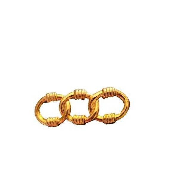 Vintage Goldtone Three Circle Loop Link Rope Chain Brooch Pin - Picture 4 of 6